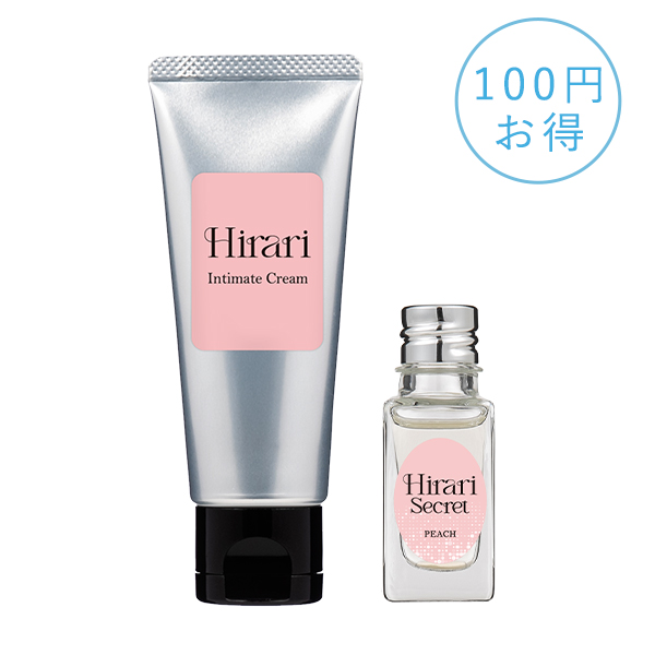 【SET】VIO用クリーム&下着用香水!ヒラリ インティメイトクリーム&ヒラリシークレット ピーチ